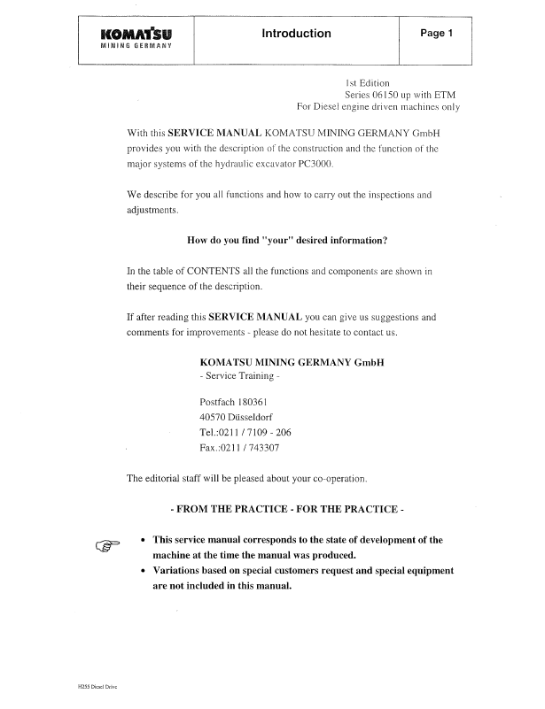 Komatsu PC3000-1 Mining Shovel Shop Manual SMPC30006174 PDF