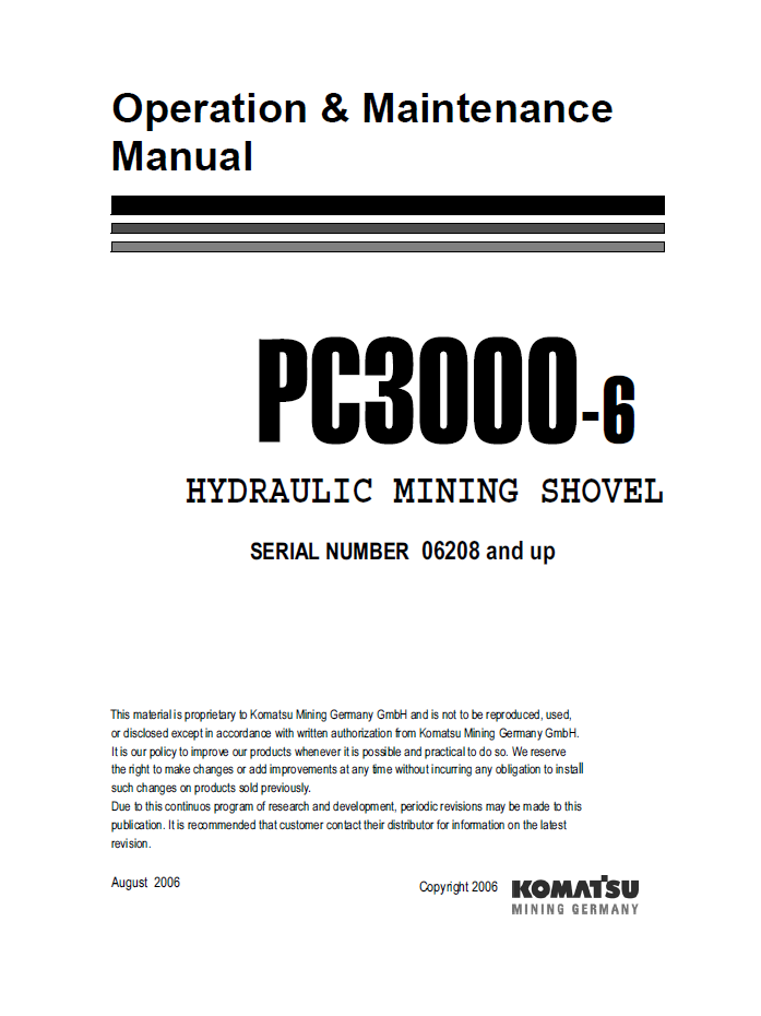 Komatsu PC3000-6 Hydraulic Mining Shovel Operation & Maintenance Manual OG_PC3000-6_06208