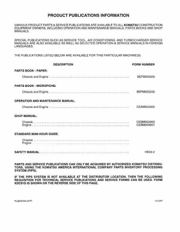Komatsu PC300LC-6 PC300HD-6 Excavator Operation Manual PDF