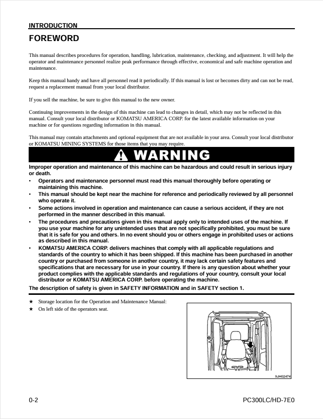 Komatsu PC300LC-7E0 PC300HD-7E0 Excavator Service Manual PDF