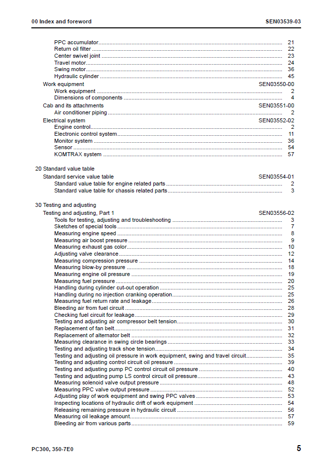 Komatsu PC300 PC350-7E0 Repair Manual SEN03537-03 PDF