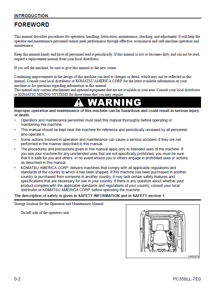 Komatsu PC350LL-7E0 Logging Excavator Maintenance Manual CEAM024602