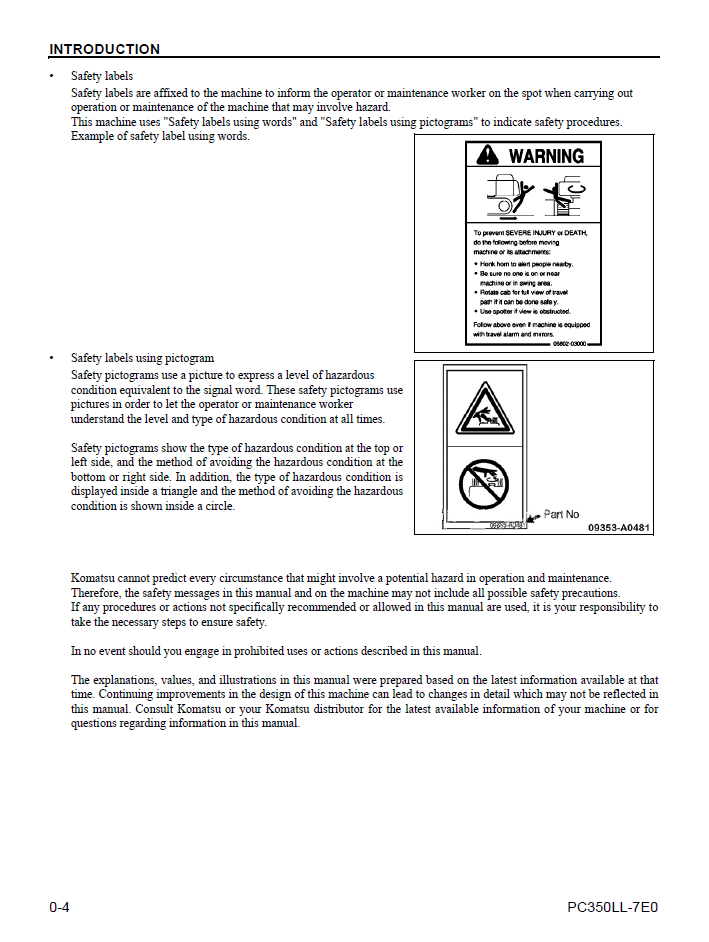 Komatsu PC350LL-7E0 Logging Excavator Service Manual CEAM024602 PDF