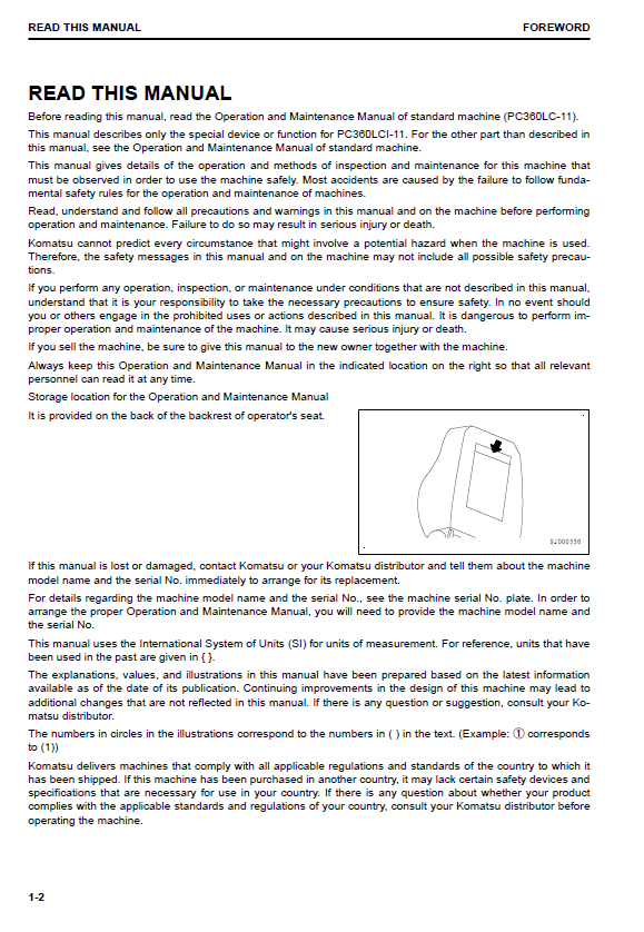 Komatsu PC360LCI-11 Hydraulic Excavator Operator & Service Manual (PDF)