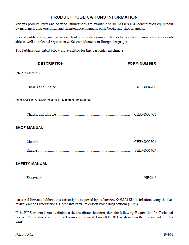 Komatsu PC400LC-6LK PC400HD-6LK Hydraulic Excavator Service & Maintenance Manual (CEAM002902)