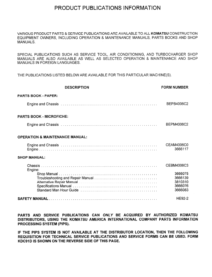 Komatsu PC400LC-6 PC400HD-6 Repair Manual CEBD4006C3 PDF