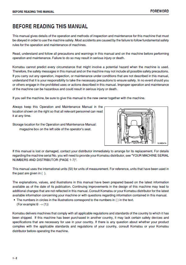 Komatsu PC400LC-7E0 & PC450LC-7E0 Excavator Operation & Maintenance Manual PDF