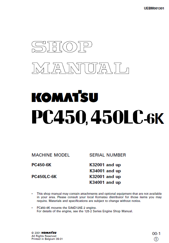 Komatsu PC450 & 450LC-6K Excavator Official Shop Repair Manual (PDF)