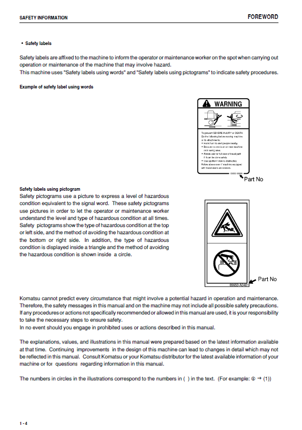 Komatsu PC45MR-3 / PC55MR-3 Excavator Operator and Maintenance Handbook