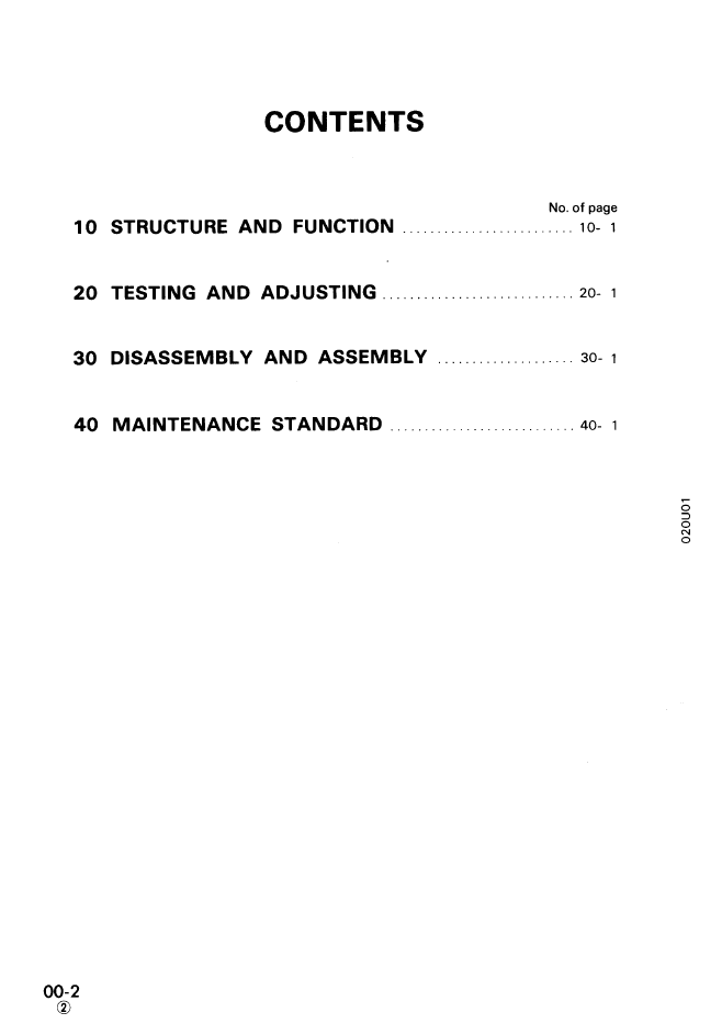 Komatsu PC50UU-1 Excavator Repair Manual SEBM020U0104