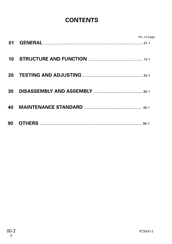 Komatsu PC50UU-2 Excavator Repair Manual SEBM000906
