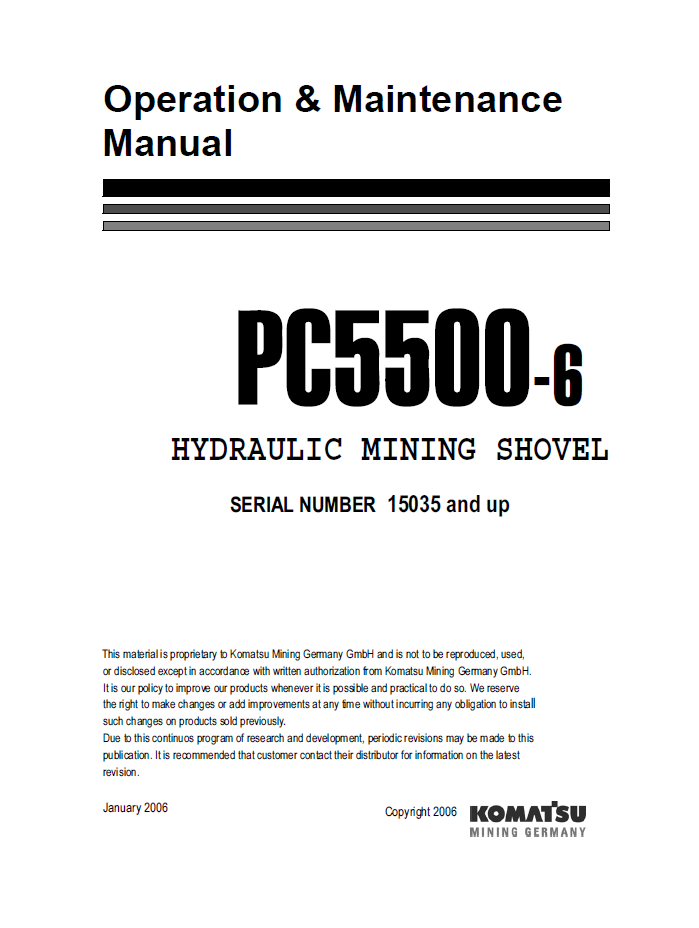 Komatsu PC5500-6 Hydraulic Mining Shovel Operation & Maintenance Manual | OG_PC5500-6_15035