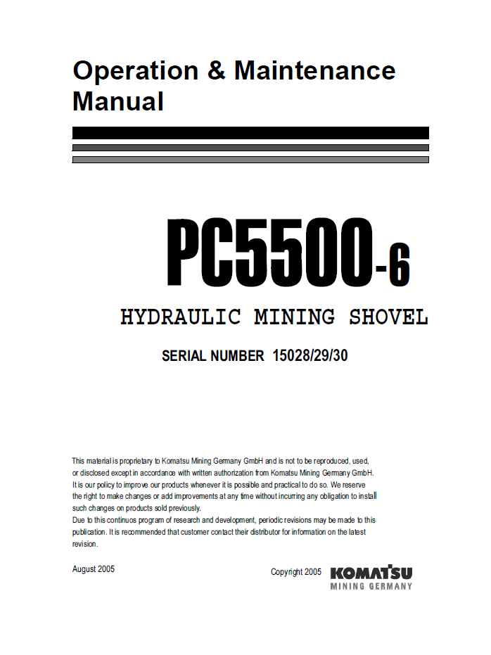 Komatsu PC5500-6 Hydraulic Mining Shovel Operation & Maintenance Manual | OG_PC5500E-6_15028