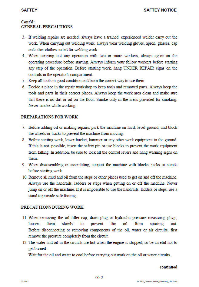 Komatsu PC5500 Maintenance Manual SG_PC5500-6E_15016 PDF