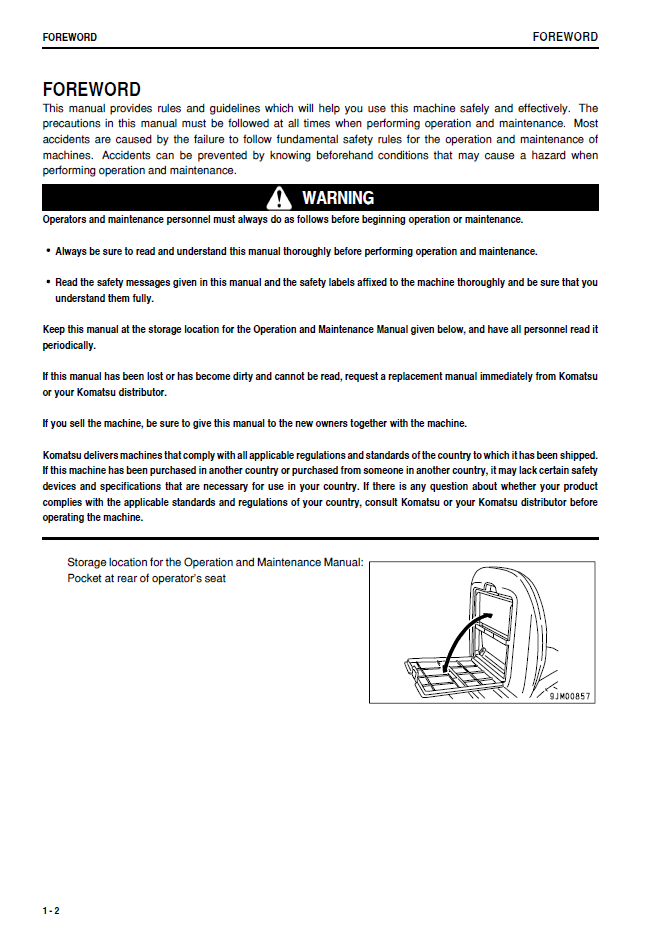 Komatsu PC58UU-3 Crawler Excavator Operation & Maintenance PDF Manual | SEAM040504T