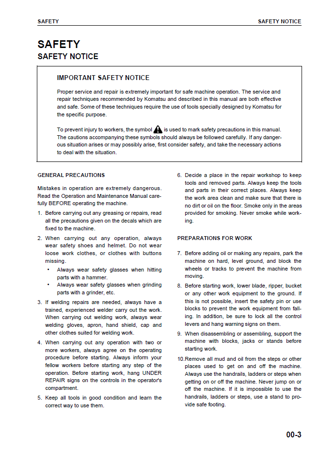 Komatsu PC600LC-6 Hydraulic Excavator Shop Manual Supplement SEBD027100K PDF