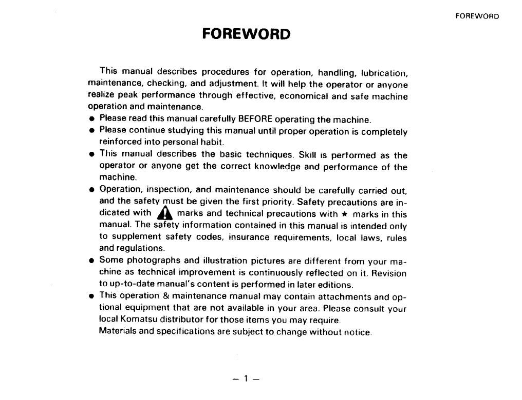 Komatsu PC650-3 O&M Manual SEAM02090303 PDF