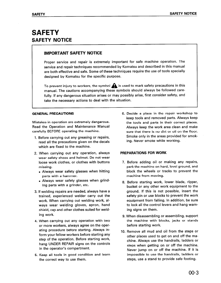 Komatsu PC750-6, PC800-6 Backhoe Excavator Service Shop Manual (Pub. No. SEBD008707)