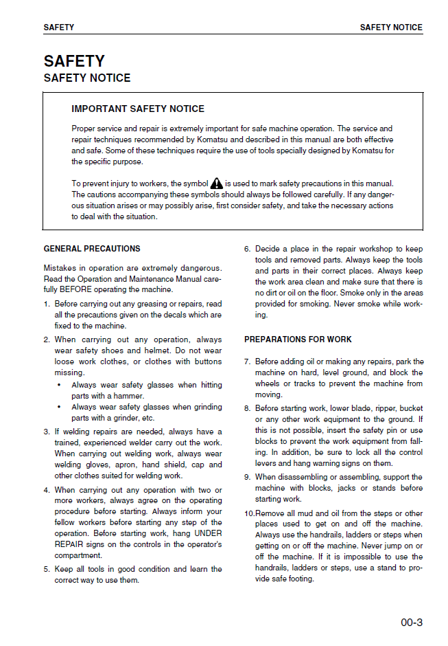 Komatsu PC75UU-2 Excavator Repair Manual SEBM001302