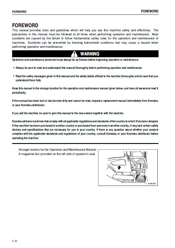 Komatsu PC78MR-6 Operation & Maintenance Manual PDF Download