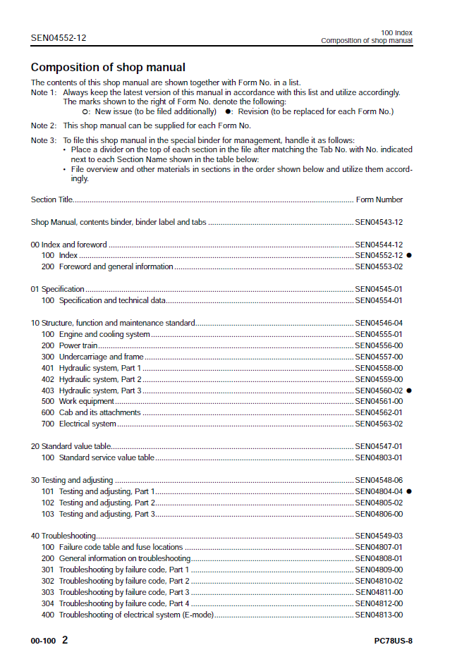 Komatsu PC78US-8 Service Manual SEN04543-12 PDF