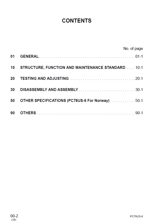 Komatsu PC78UU-6 Engine Repair Manual SEBM025118 PDF
