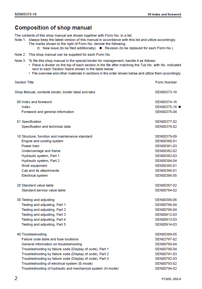 Komatsu PC800SE-8 PC850SE-8 Shop Manual SEN00373-16 PDF