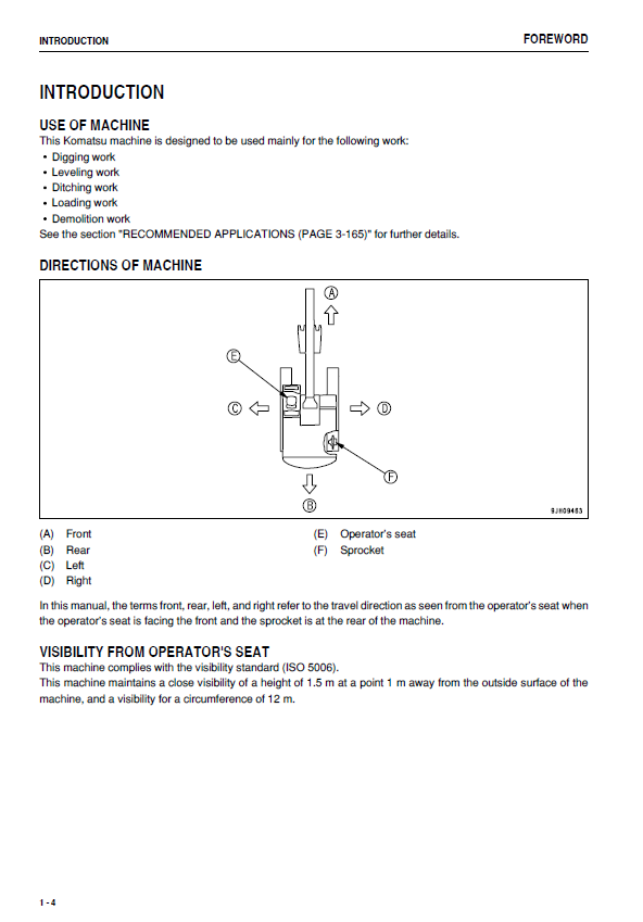 Komatsu PC88MR-8 Excavator Operator’s & Maintenance Handbook