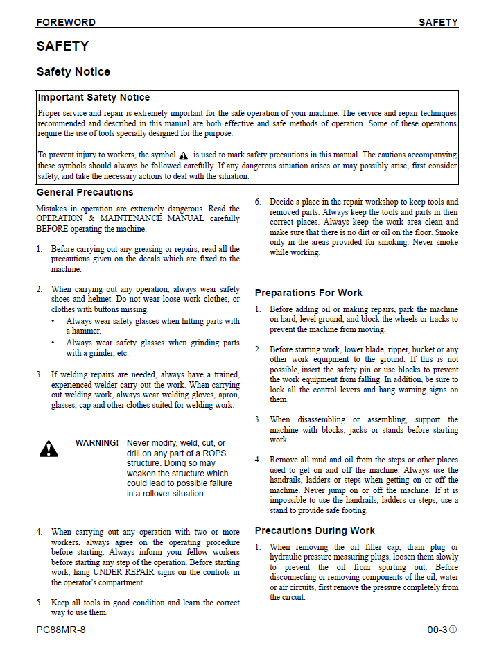 Komatsu PC88MR-8 Shop Manual CEBM007301 PDF