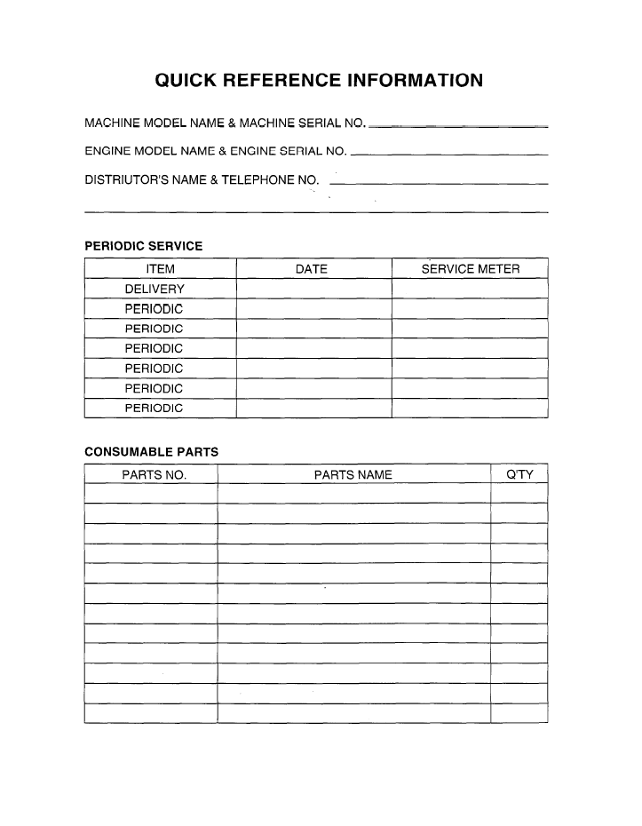Komatsu PC95-1 Excavator Operation and Maintenance Instructions (Pub. EEAD004900)