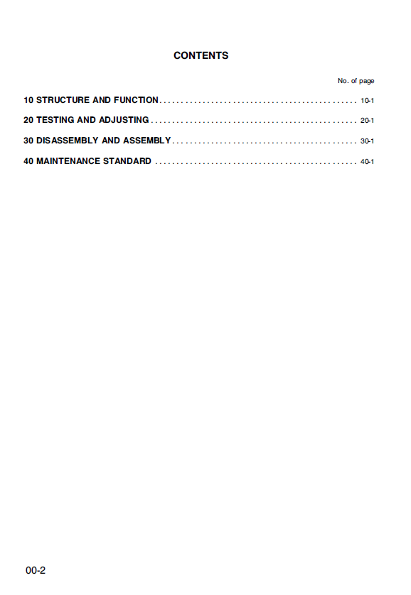 Komatsu PC95-1 Excavator Workshop Service & Maintenance Manual PDF
