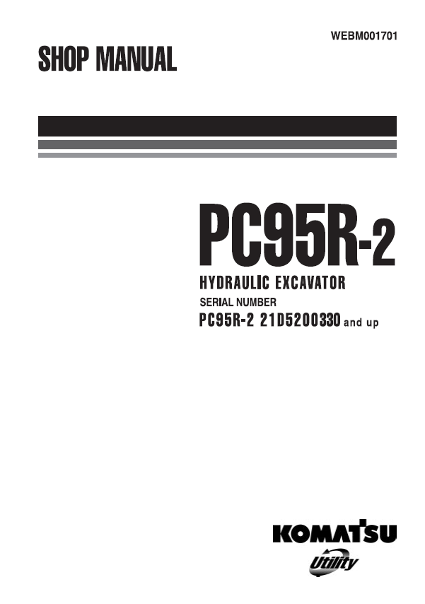 Komatsu PC95R-2 Hydraulic Excavator Shop & Service Repair Manual (PDF)