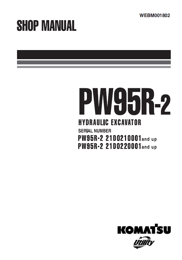 Komatsu PW95R-2 Hydraulic Excavator Official Shop & Repair Manual PDF