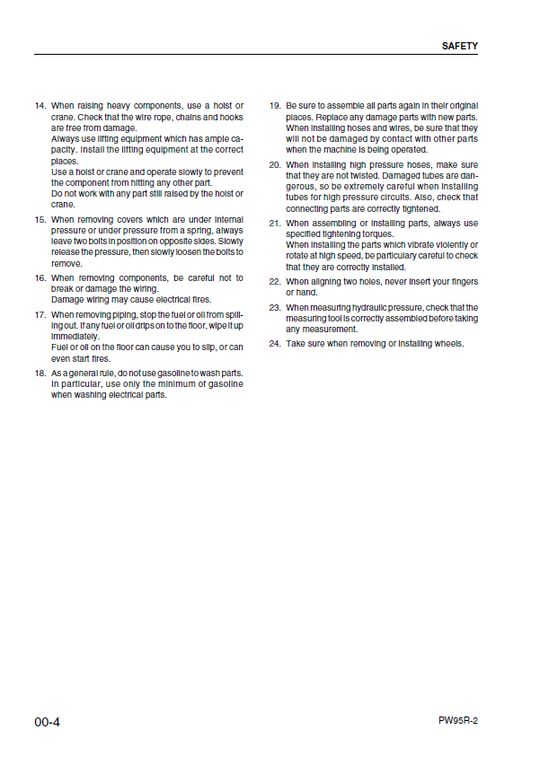 Komatsu PW95R-2 Hydraulic Excavator Workshop Manual (PDF Download)