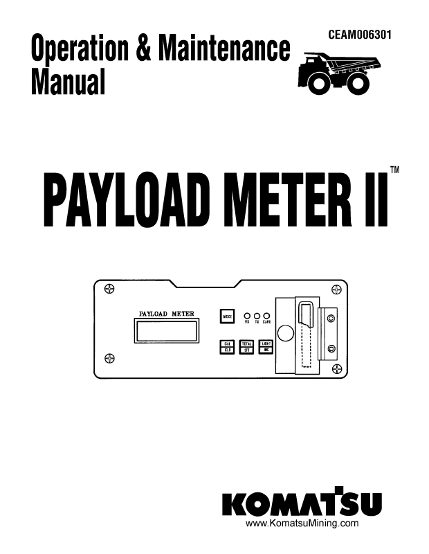 Komatsu Payload Meter II Operation Manual CEAD006301 PDF
