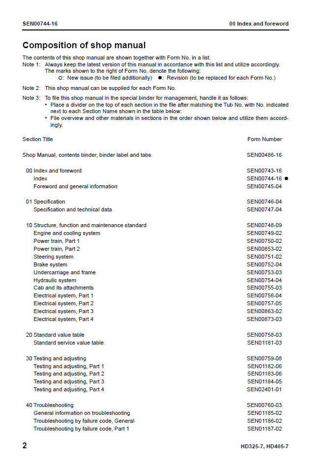 Komatsu SEN00486-16 HD325-7 HD405-7 Repair Manual PDF