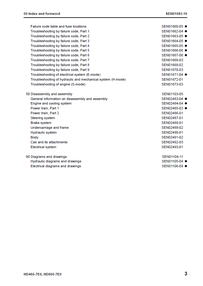 Komatsu SEN01081-19 HD465-7E0 HD605-7E0 Service Manual