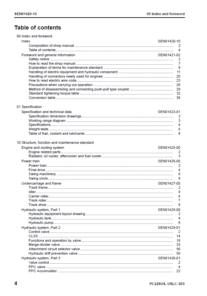 Komatsu SEN01418-10 PC228US-3E0 PC228USLC-3E0 Service Manual