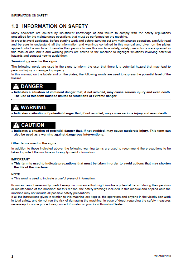 Komatsu SK820-5 Turbo Skid Steer Loader WEAM005402 Operation & Maintenance Guide
