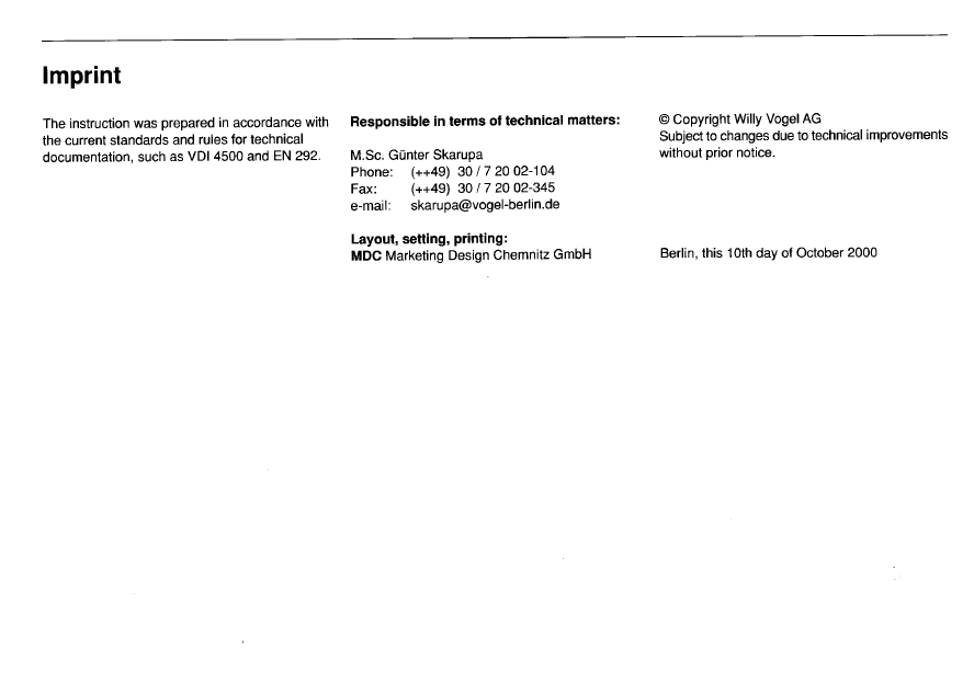 Komatsu Vogel General Operating Instruction 951-130-187