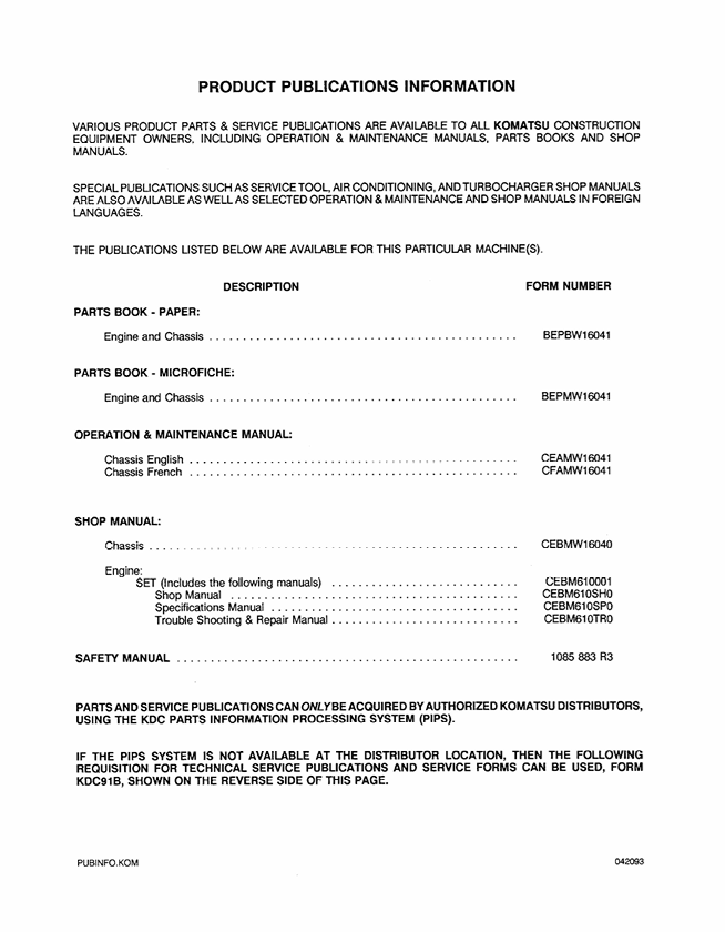 Komatsu WA120-1LC Wheel Loader Operation and Maintenance Manual PDF | CEAMW16041