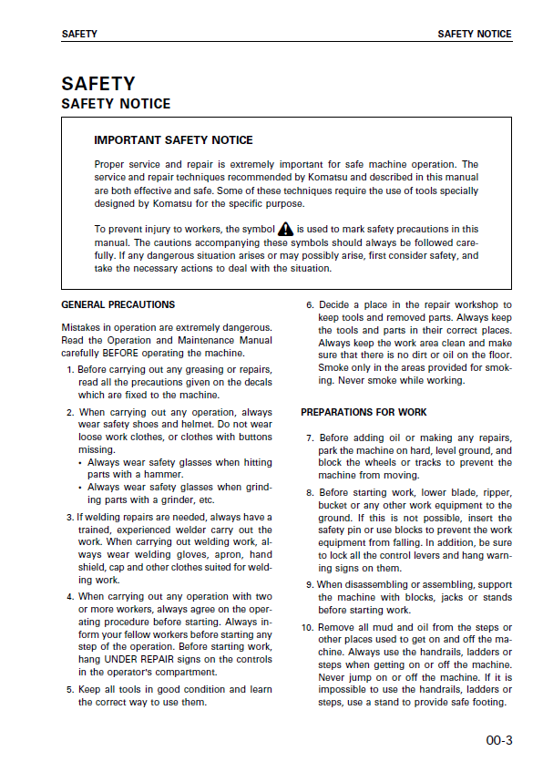 Komatsu WA120L-3MC Engine Service Manual SEBM021800 PDF