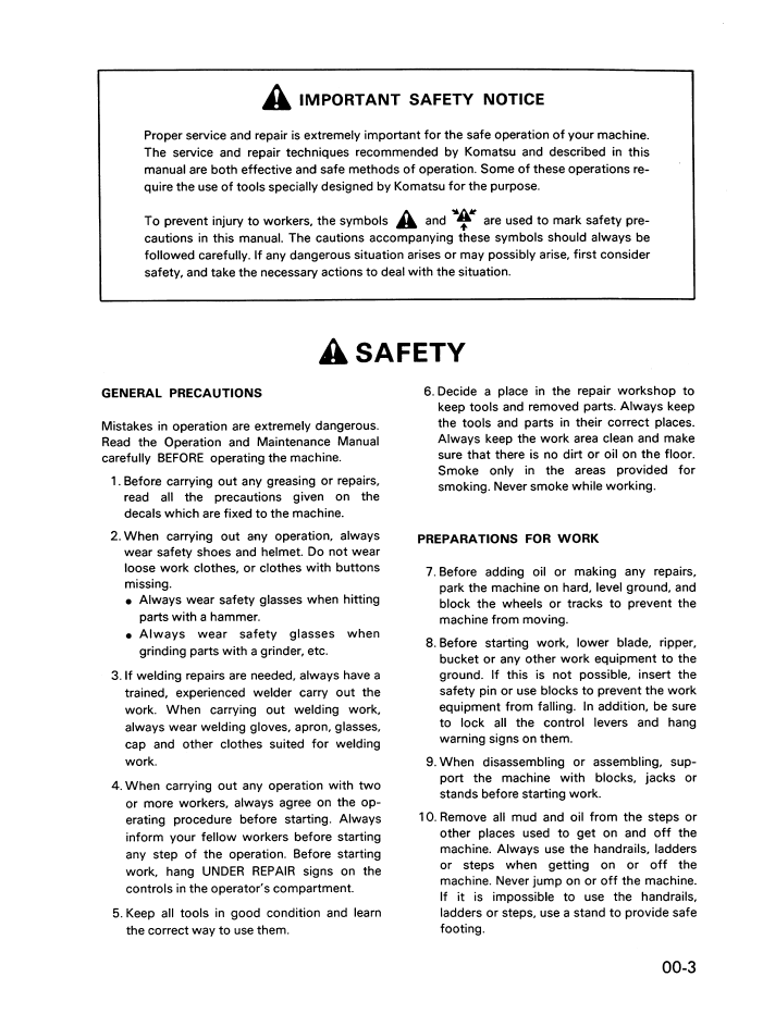 Komatsu WA20-1 Repair Manual PDF – SEBM03610100