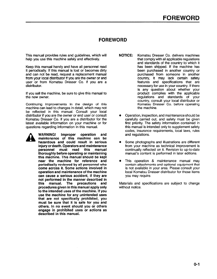 Komatsu WA250-1LC Wheel Loader Maintenance Manual (CEADW18021 PDF)