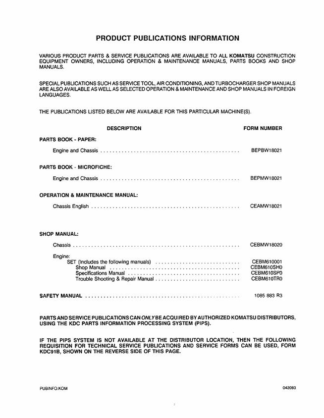 Komatsu WA250-1LC Wheel Loader Operation and Maintenance Manual PDF | CEAMW18021