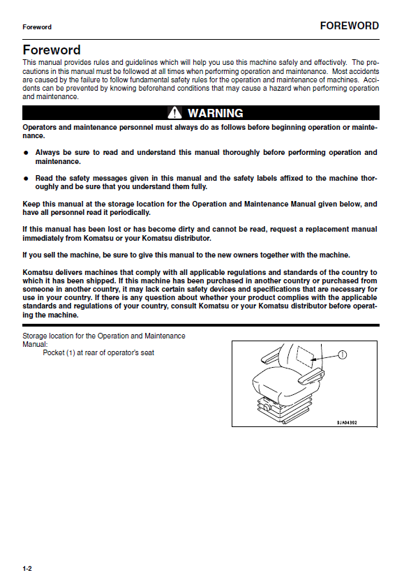 Komatsu WA250-5H Wheel Loader Operator Guide & Maintenance Manual PDF
