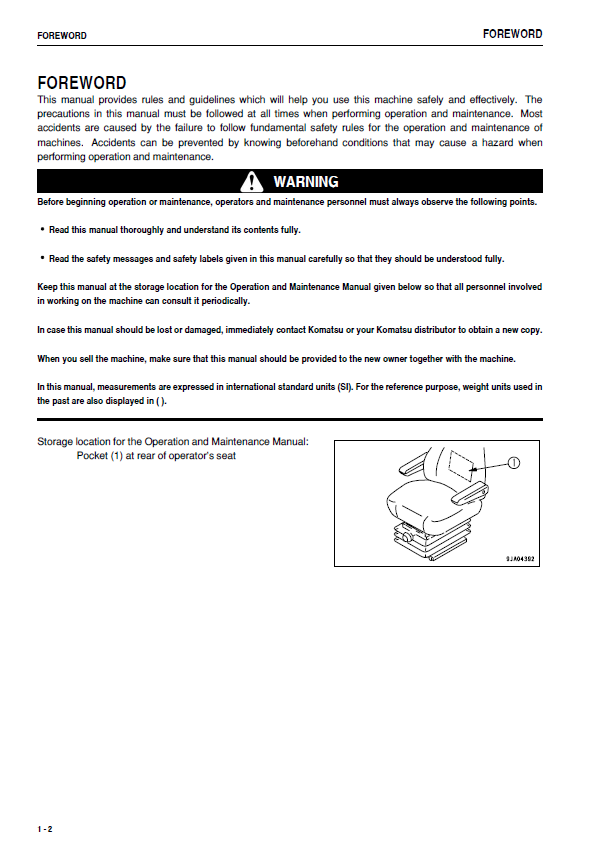 Komatsu WA250-5 Wheel Loader Operation & Maintenance Manual PDF