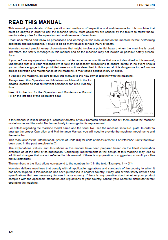Komatsu WA270-8 Operator & Maintenance Manual | Form TEN00744-01 PDF