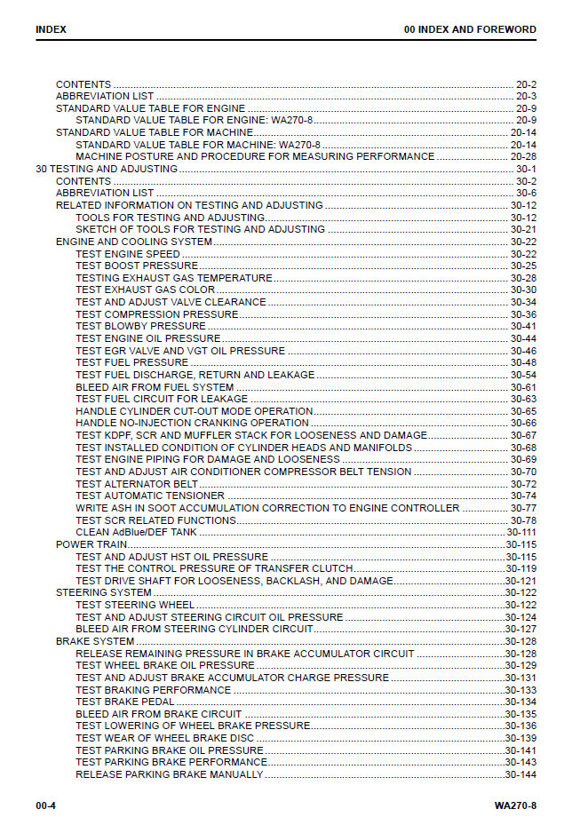 Komatsu WA270-8 Wheel Loader Repair Manual SEN06600-04 PDF