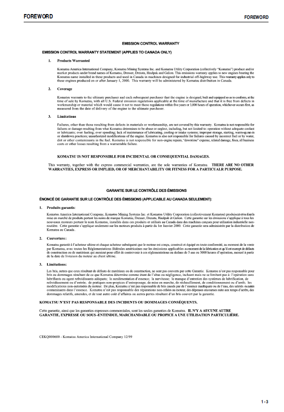Komatsu WA30-5 WA50-3 Operation and Maintenance Manual